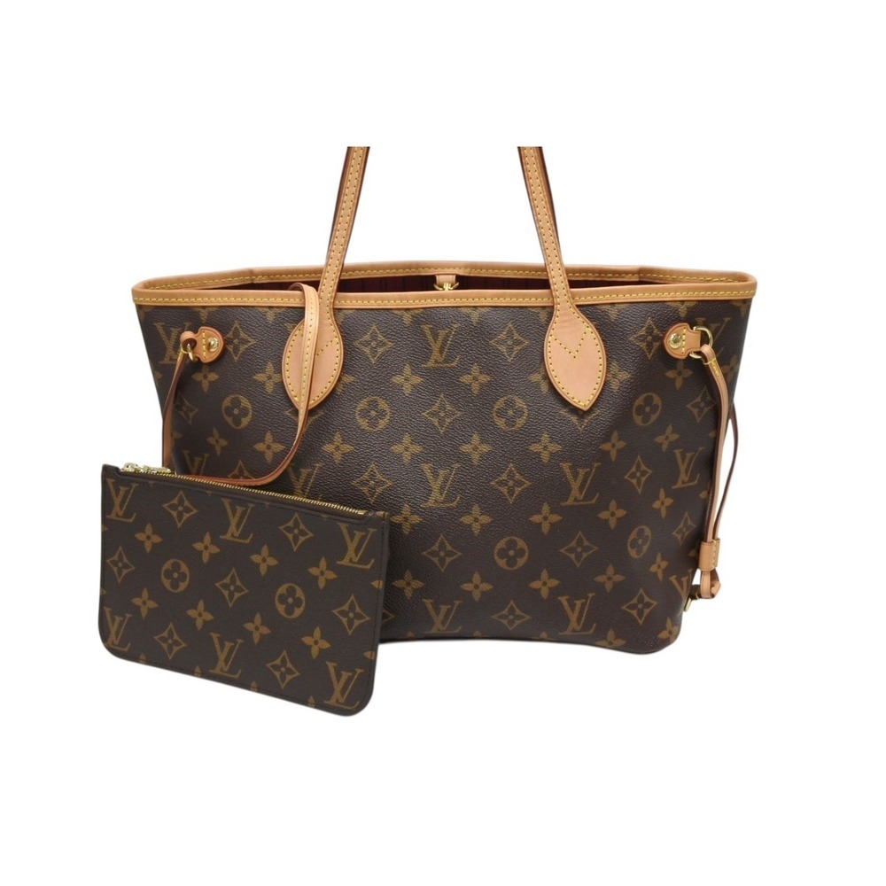 Louis Vuitton tanned Neverfull brown Monogram Brown Leather handbag leather